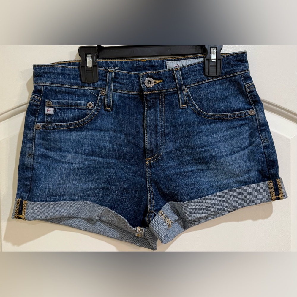 AG Adriano The Hailey Ex Boyfriend Roll Up Blue Jean Shorts